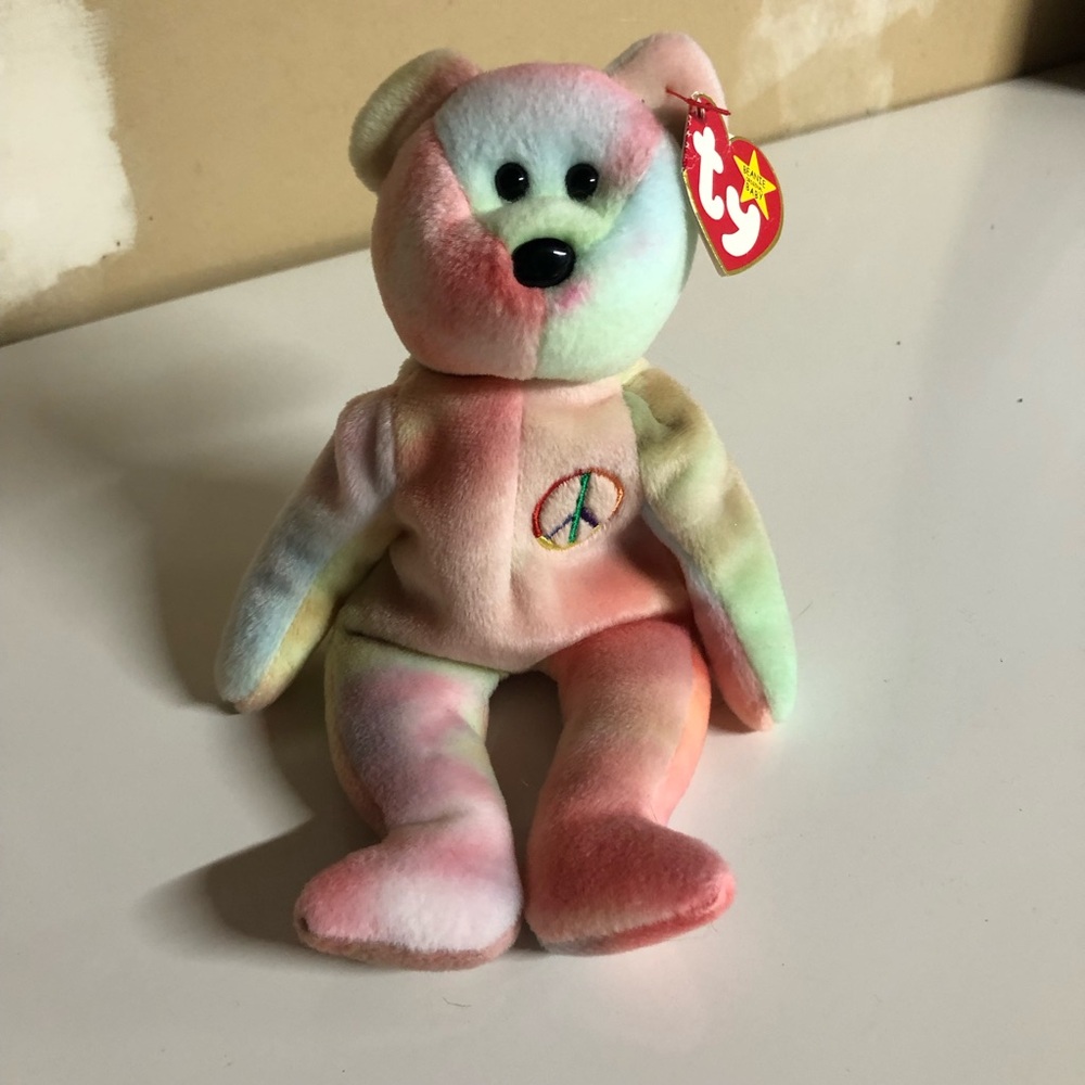 TY Beanie Baby Peace with hang tag and tush tag